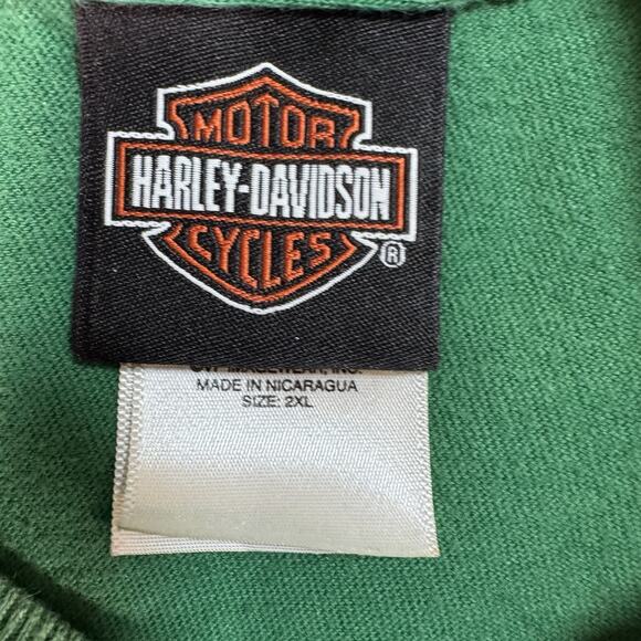 Harley Davidson Mens 2XL Houma La Green T Shirt Pre Owned 2013 Graphic Print - Picture 3 of 6